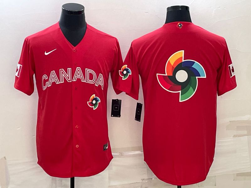 Men 2023 World Cub Canada Blank Red Nike MLB Jersey7